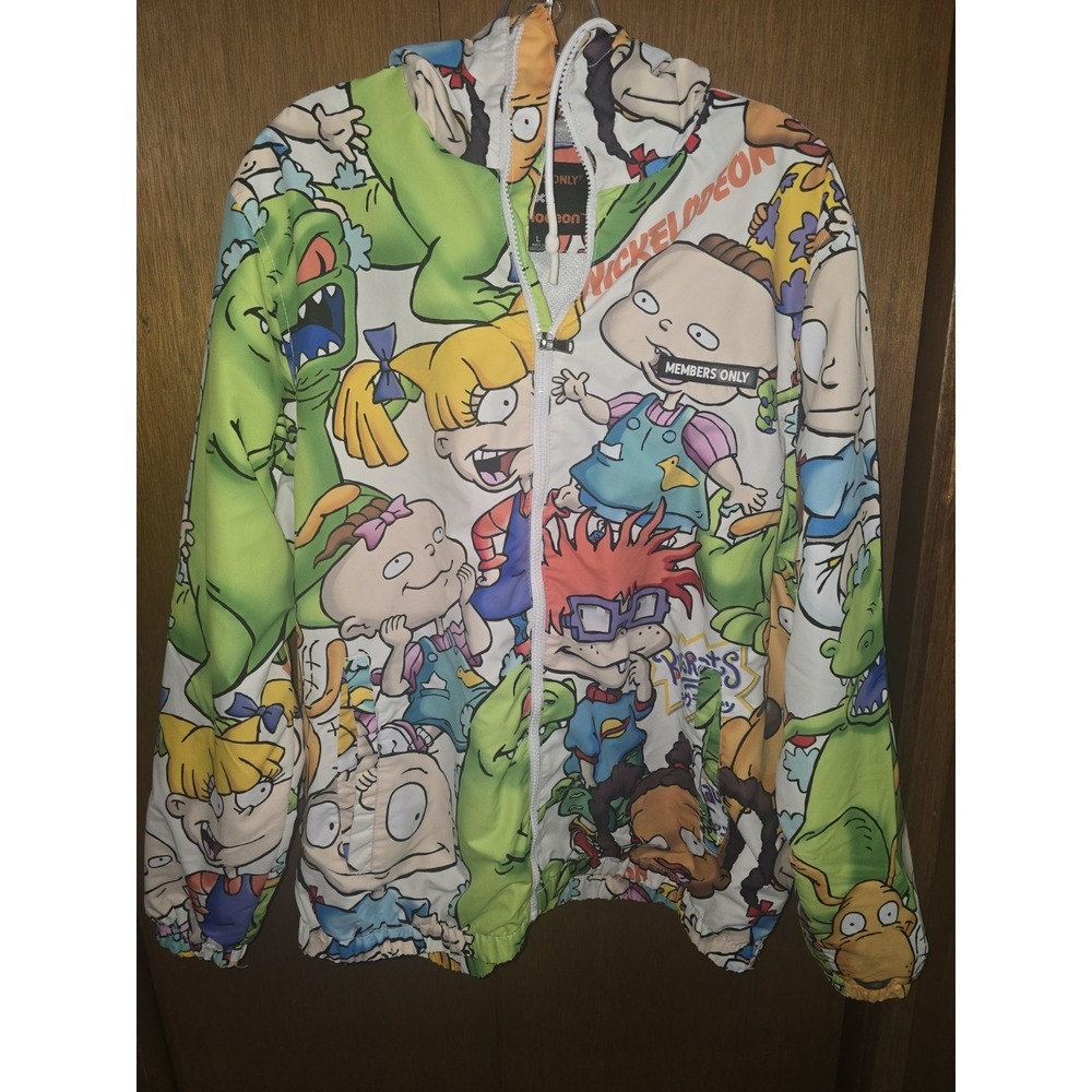 Rugrats Nickelodeon Members Only Jacket Mens Large Hooded Full Zip Sz LARGE